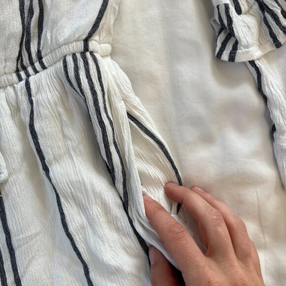 American Eagle White Black Stripe Boho Flare Sleeve Romper | Size XS - Picture 6 of 7